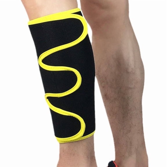 Adjustable Calf Compression Sleeve Shin Guard Support Brace Yellow Breathable Leg Wrap for Football Basketball Cycling Fitness
