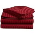 thumbnail image 1 of Adjustable California King Bed Sheets - 4PC Bed Sheet Set - 100% Egyptian Cotton - 800 Thread Count - 15 Inch Deep Pocket, Top Split Cal-King, Burgundy Stripe - Split Down 32 inches from The top, 1 of 8