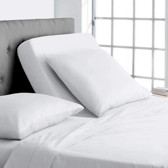 Adjustable California King Bed Sheets - 4PC Bed Sheet Set - 100% Egyptian Cotton - 800 Thread Count - 15 Inch Deep Pocket, Top Split Cal-King, White Solid - Split Down 34 inches from The top