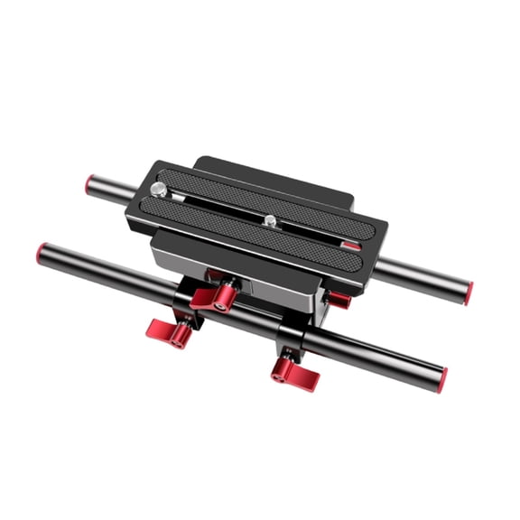 Adjustable Camera Base with Two-Rail Support for DSLR Camera Systems