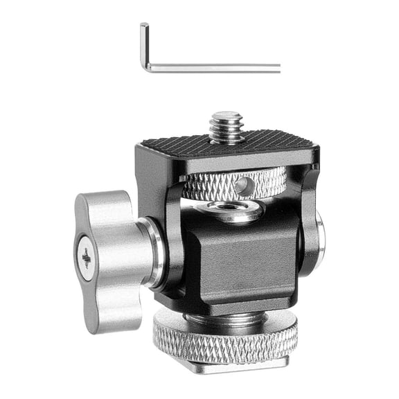 Adjustable Camera Monitors Mount Hot Shoe Bracket Standard 1/4in 360 Rotation 180 Tilt with Secure Thumbscrew Lock