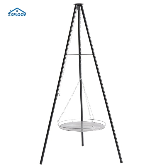 Adjustable Campfire Tripod Grill - Portable BBQ Grill Stand with Height Control for Easy Outdoor Cooking over Fire, Perfect for Camping, Tailgating & Firepit