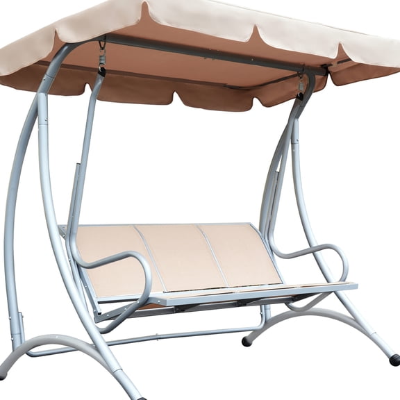 Adjustable Canopy 3-Seat Porch Swing / Protect from Sunlight in Garden or Poolside