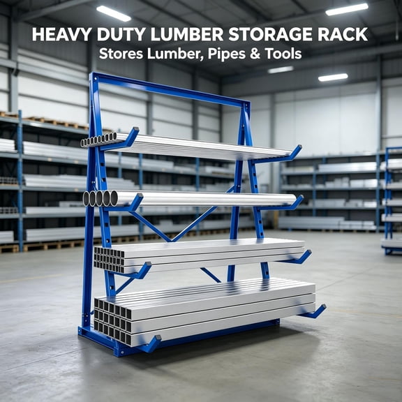Adjustable Cantilever Pipe Rack Alloy Steel Waterproof Rustproof, Lumber Organizer Shelf 4 Tier Heavy Duty, Lumber Storage Rack 49.7 Lbs Sturdy Frame for Machinery Construction.