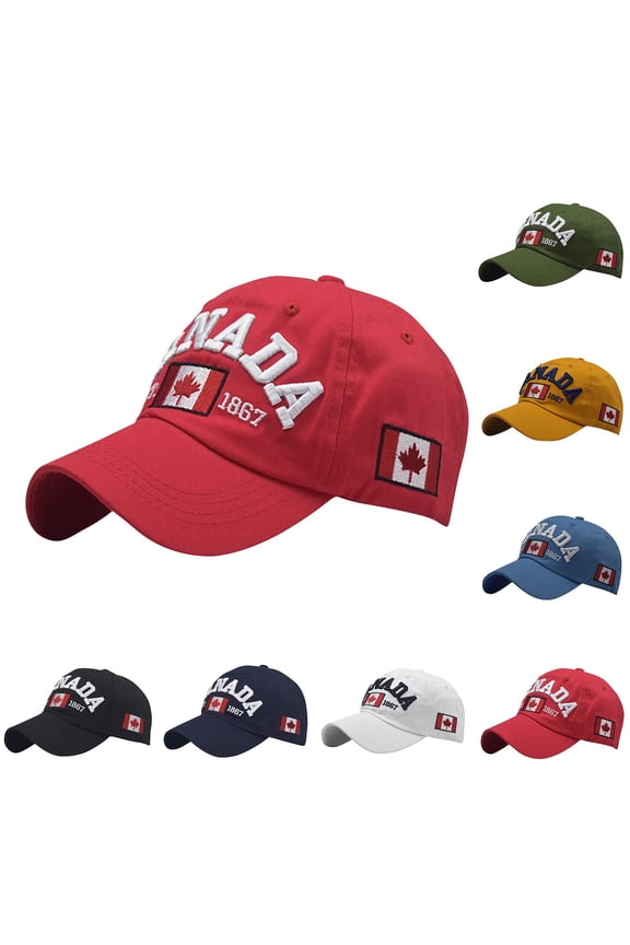 Adjustable Cap Cotton Hat Baseball Cap Canada Cap Hat Flag Cap Casual Headwear Embroidery Yellow One Size