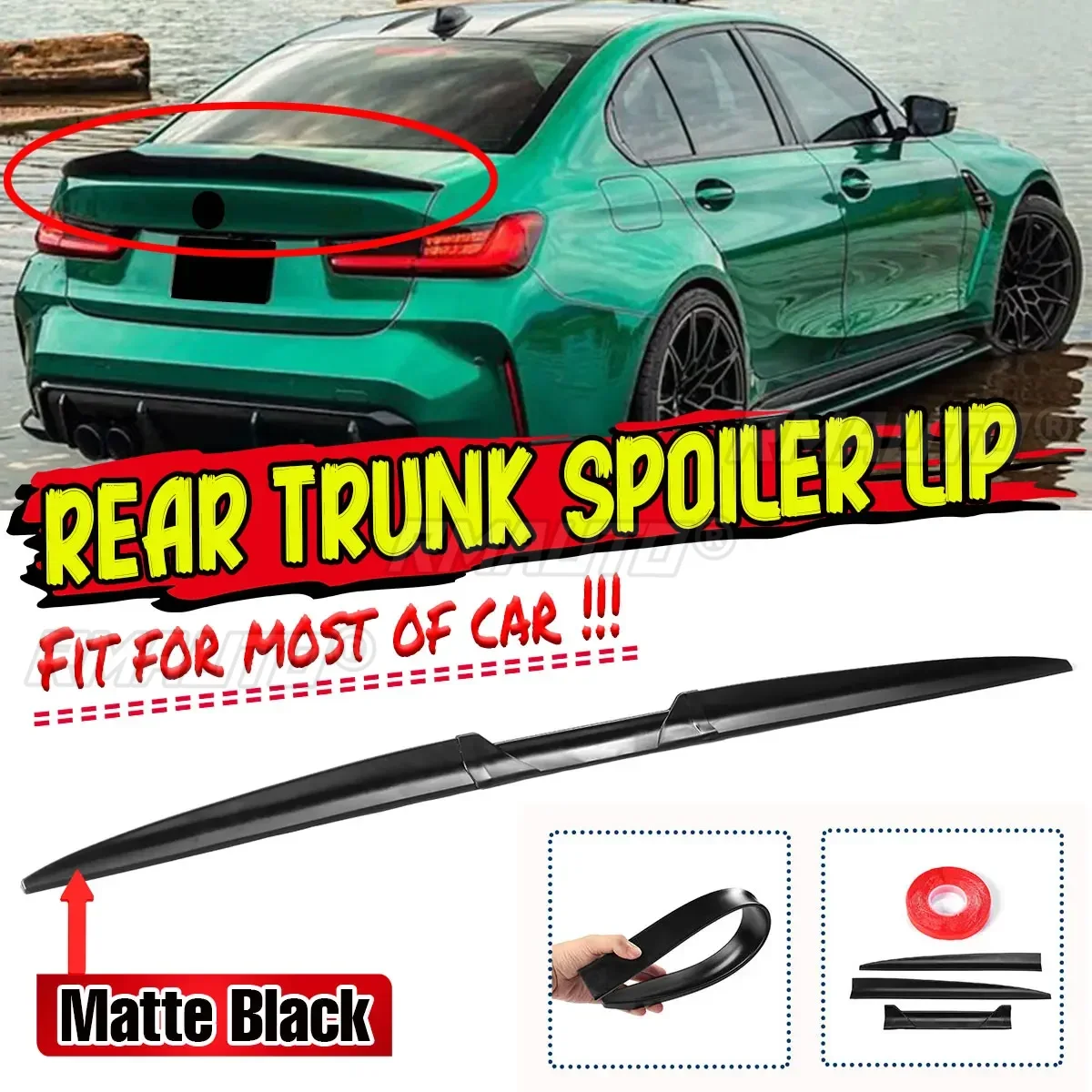 Adjustable Car Rear Trunk Spoiler Lip Boot Wing Extension Universal For ...