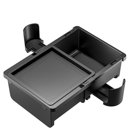 Adjustable Car Storage Box with Lid, Expandable Center Console Organizer with Cup Holder, Covered Armrest Storage for Most Cars