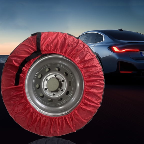 Adjustable Car Tire Cover - Heavy-Duty Oxford Cloth with Reflective Aluminum Layer | Weatherproof Spare Wheel Protector up to 31 Inch Diameter | Elastic Edge with Cord | Foldable Storage Bag Included