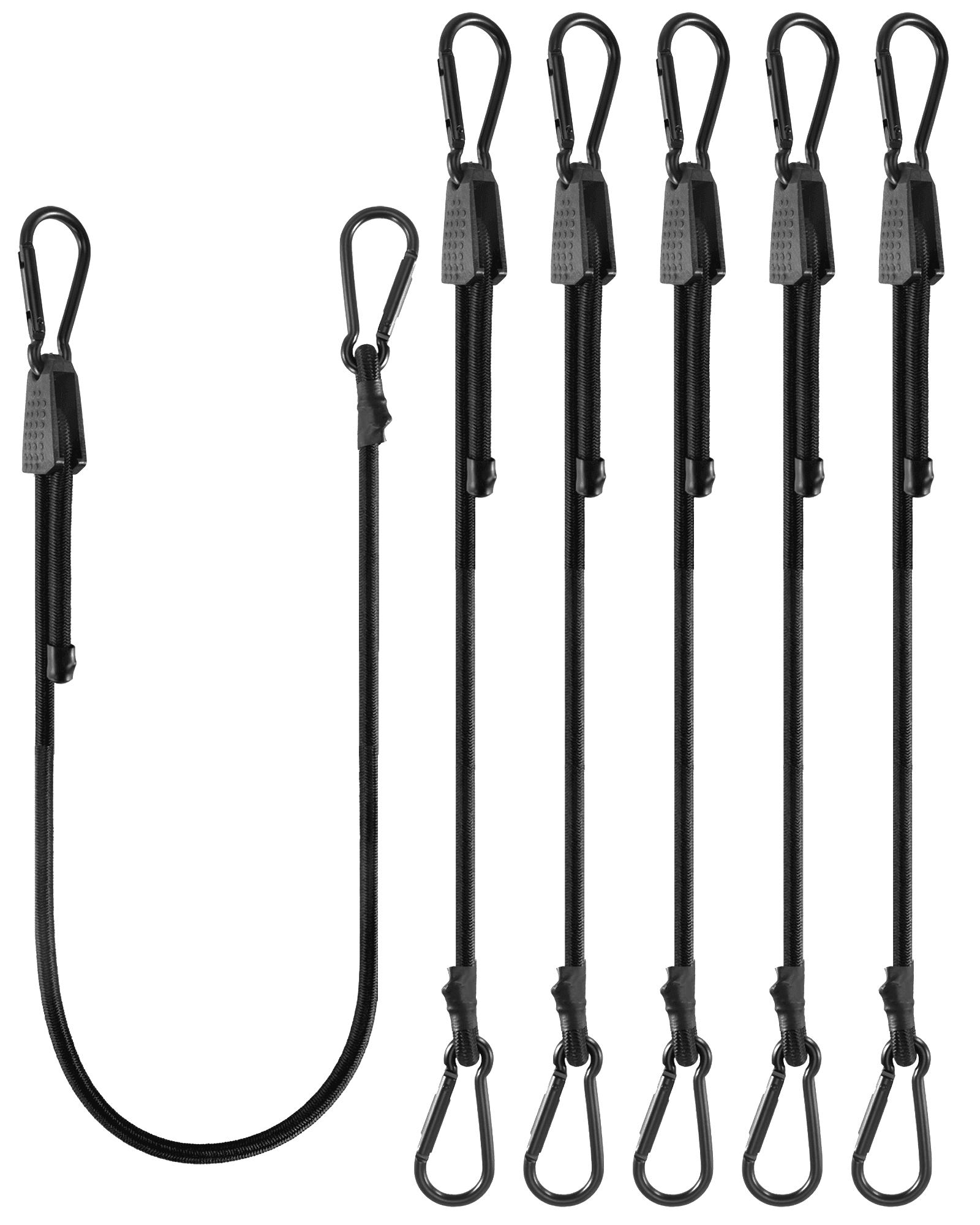 Lucky Straps 4-Pack 36" Adjustable Bungee Cords with Carabiner Hooks, 77lb Capacity, Heavy Duty, UV-Resistant for Truck, Camping & Cargo