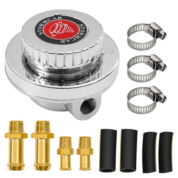 Adjustable Carb Fuel Pressure Regulator Kit Universal Manual 1-5 Psi Fuel Pump Pressure Regulator FPR for Carburetor Engine with 8mm 10mm adapters