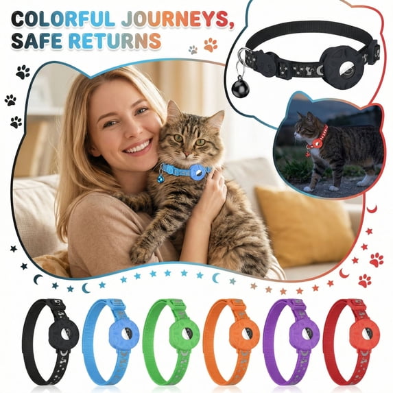 Adjustable Cat Collar with Bell and Reflective Safety Strip for Night Protection, Durable Lightweight Pet Accessory for Domestic and Outdoor Scenarios