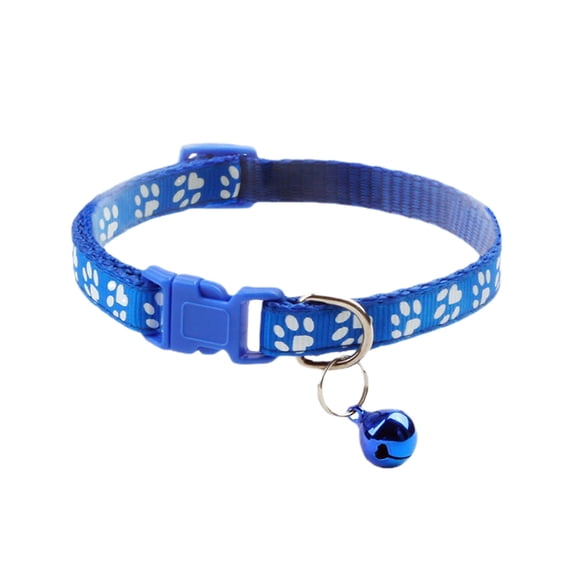 Adjustable Cat Collar with Paw Print Design, Safety Breakaway Clasp Soft Neckband, Reflective Strip for Pet Identification