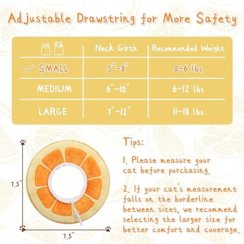 Adjustable Cat Cone Collar Soft, Cute Cat Donut Collar After Surgery, Kitten Recovery Cones to Stop Licking