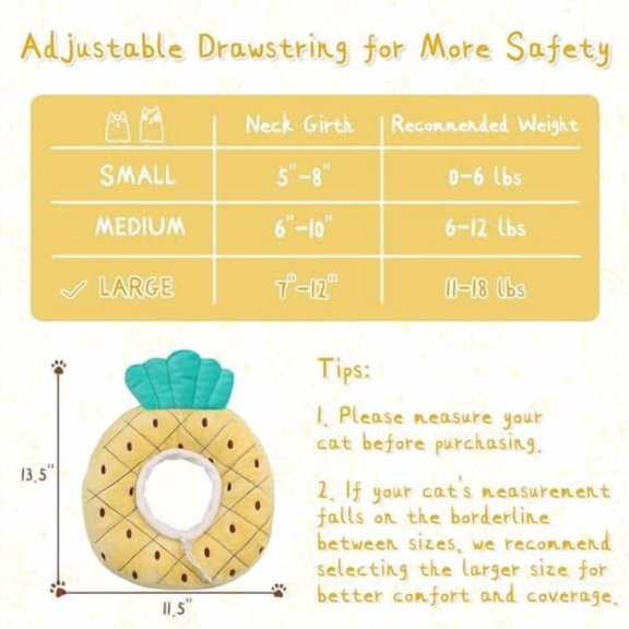 Adjustable Cat Cone Collar Soft, Cute Cat Donut Collar After Surgery, Kitten Recovery Cones to Stop Licking