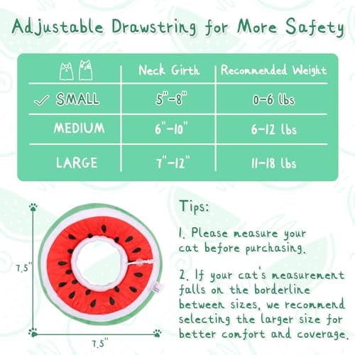 Adjustable Cat Cone Collar Soft, Cute Cat Donut Collar After Surgery, Kitten Recovery Cones to Stop Licking