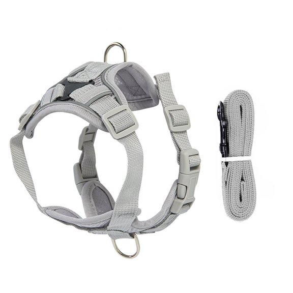 Adjustable Cat Harness and Leash Set, Lightweight Reflective Escape Proof Pechera para Gatos with Breathable Mesh, Cat Walking Harness for Anti Escape That for Travel Training and Walking (Grey, S)