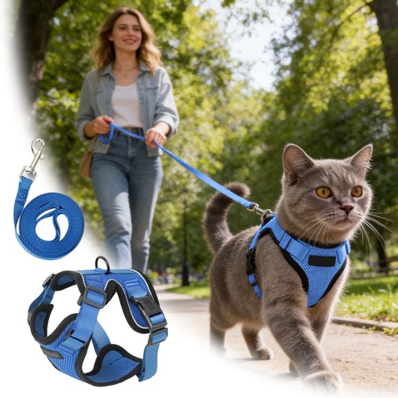 Adjustable Cat Harness & Leash Set No Pull Kitten Harness Reflective Outdoor Pet Gear For Small Dogs Cats Walking Training Use