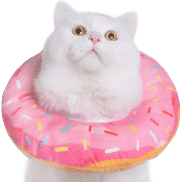 Adjustable Cat Recovery Collar, Cute Cat Donut Collar, Soft Cone Collars for Cat, Wound Healing Protective Cone After Surgery Elizabethan Collars for Kitten Pets