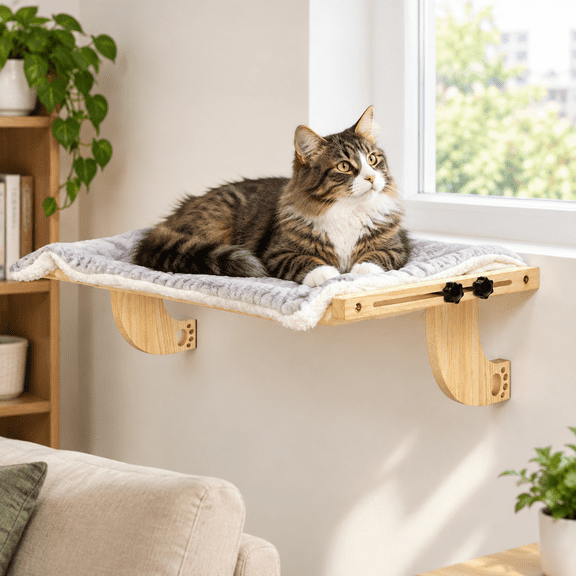Adjustable Cat Window Perch For Double Hung Windows, Variable Length