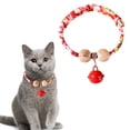 thumbnail image 1 of Adjustable Cedar Bead Pet Collar with Fortune Pendant and Bell, Decorative Dog and Cat Collar for Daily Wear(Red,45cm), 1 of 5