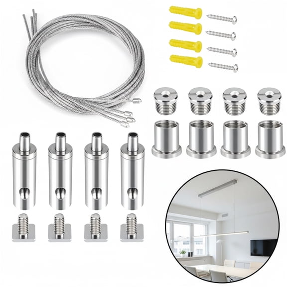 Adjustable Ceiling Light Hanging Kit, Artrylin 4 Set 39" Wire Cable Hanging System kit, Aquarium Light Hanging Kit, Adjustable Wire Rope for Pendant Chandelier Ceiling LED Panel Light