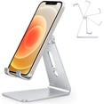 thumbnail image 1 of Adjustable Cell Phone Stand, C2 Aluminum Desktop Phone Dock Holder Compatible with iPhone 11 Pro, SE, XR, 8 Plus 7 6, Samsung Galaxy, Google Pixel and More, Silver, 1 of 7