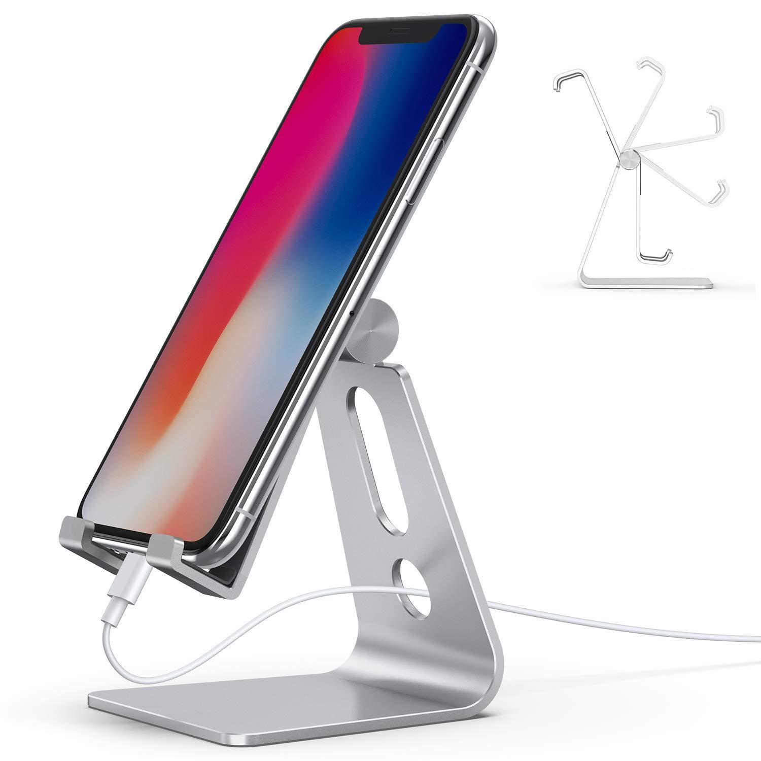 Adjustable Cell Phone Stand, Lamicall Phone Stand: Version] Dock, Holder Compatible with iPhone Xs XR 8 X 7 6 6S Plus SE 5 5S Charging, Accessories Desk, Android Smartphone - Silver - Walmart.com