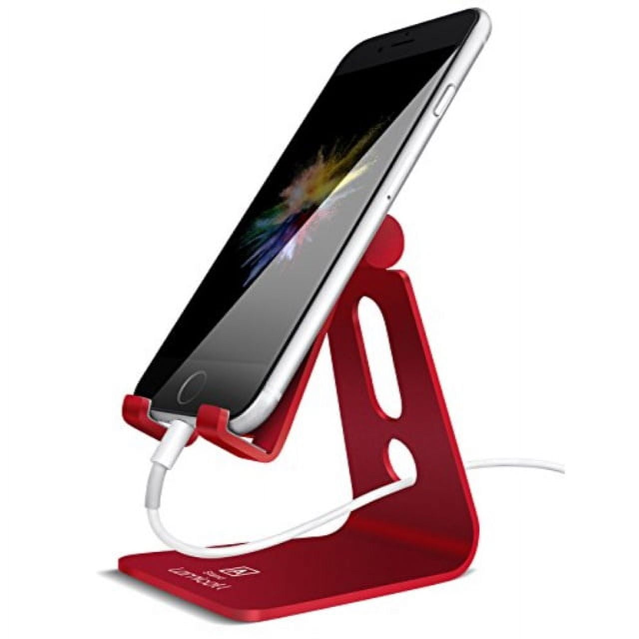Adjustable Cell Phone Stand, Lamicall Phone Stand : [Update Version]  Cradle, Dock, Holder Compatible with iPhone Xs XR 8 X 7 6 6s Plus SE 5 5s  5c Charging, Accessories Desk, Android Smartphone - Red 