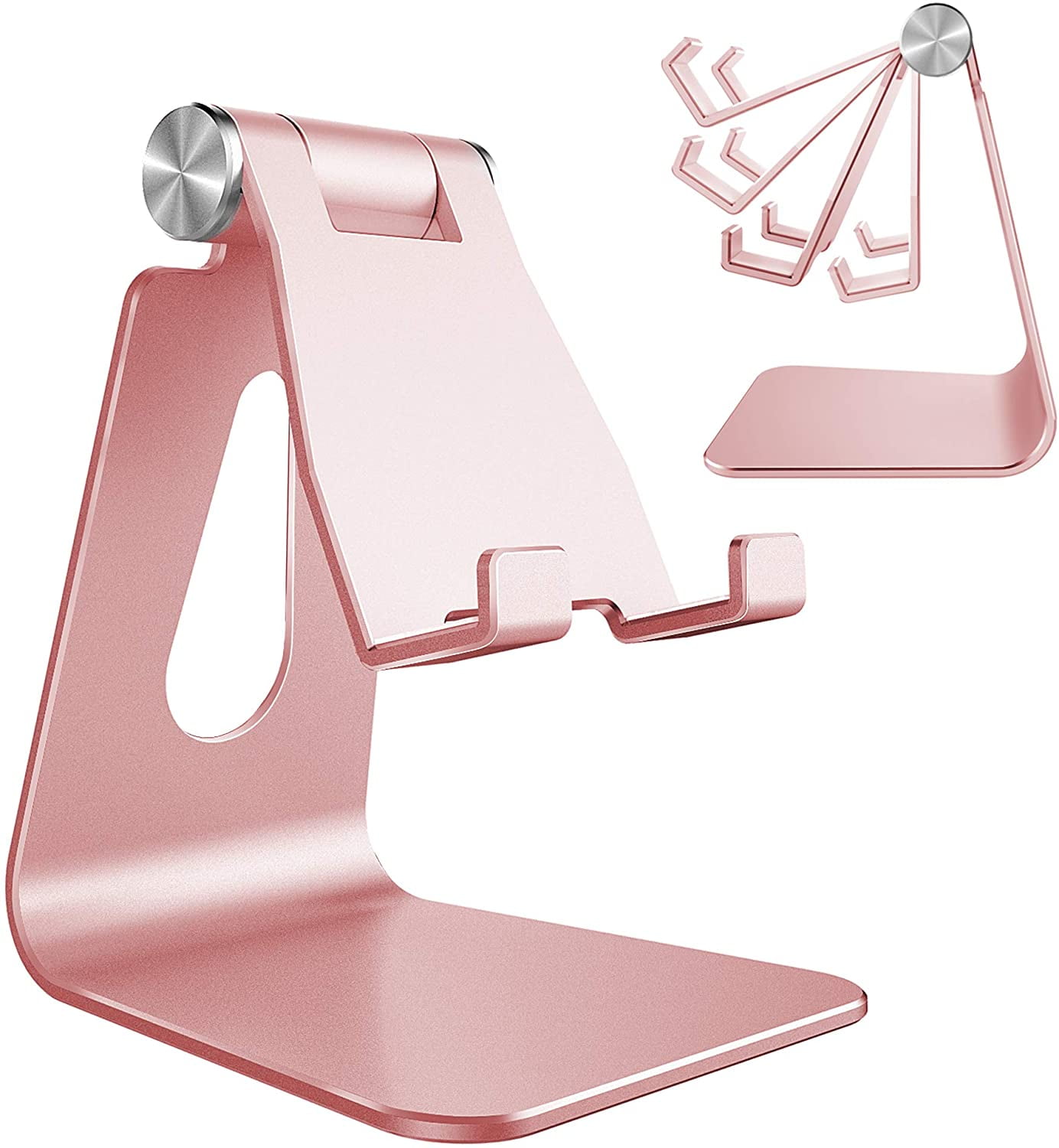 Adjustable Cell Phone Stand, Phone Stand, Cradle, Dock, Holder, Aluminum Desktop Stand Compatible with Phone 16 15 14 13 12 11 Pro Max Plus SE, Accessories Desk, All Mobile Phones-Rose Gold