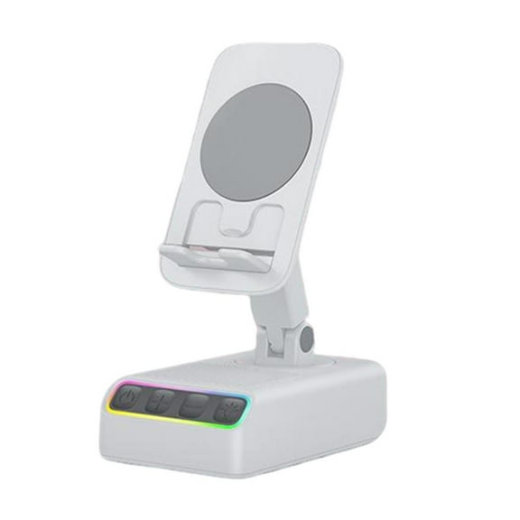 Adjustable Cell Phone Stand with Wireless Induction Bluetooth Speaker Rgb Light Fihi-Grade Sound Quality Foldable