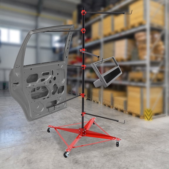 Adjustable Center Post Hang Automotive Doors Fenders Bumpers With 6 Adjustable Hook Levers Panel Tree Paint Stand, Panel Holder
