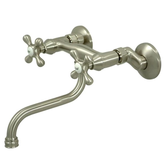 Adjustable Center Wall Mount Lavatory Faucet - Satin Nickel