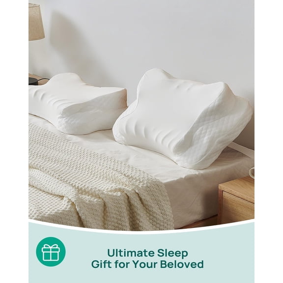 Adjustable Cervical Neck Pillow, Cooling Orthopedic Ergonomic Contour Pillow, Memory Foam Neck Pillows for Back Stomach Sleeper, White Color$$