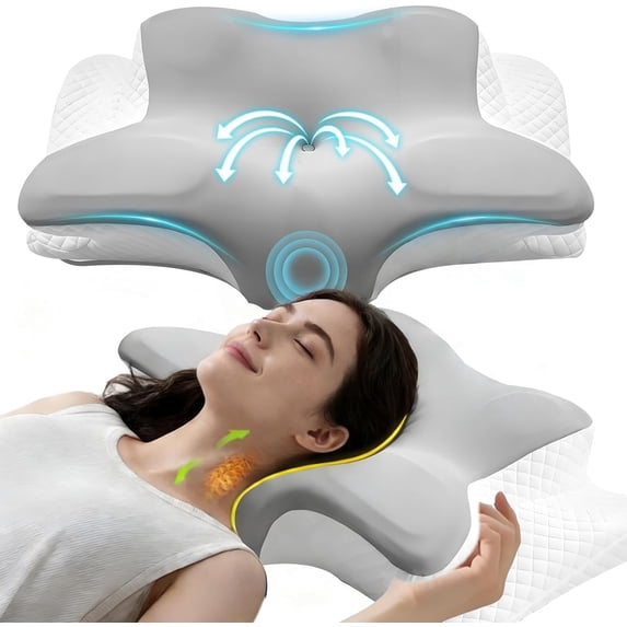 Adjustable Cervical Neck Pillow for Sleeping, Memory Foam Nuzzle Pillow for Back and Shoulder Pain Relief, Ergonomic Contour Side Sleeper Pillows for Neck Support with Armrest