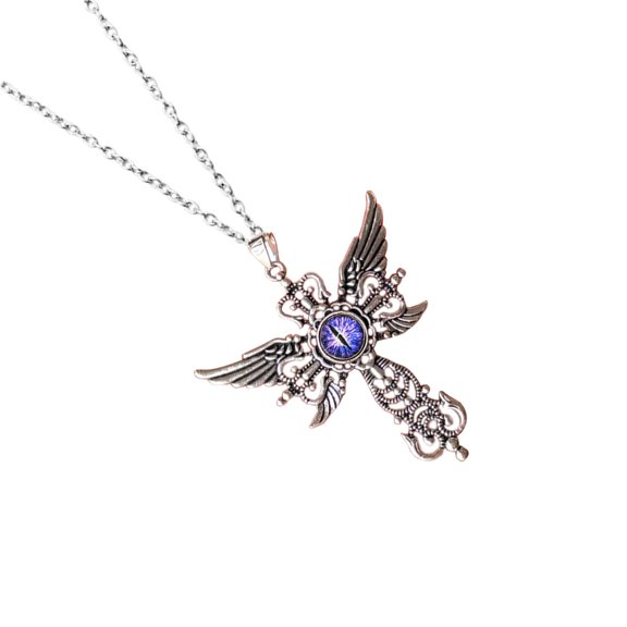 Adjustable Chain Crosses Necklace Elegant Crosses Necklace with Demon Wing Pendant Unique Neck Chain Accessory