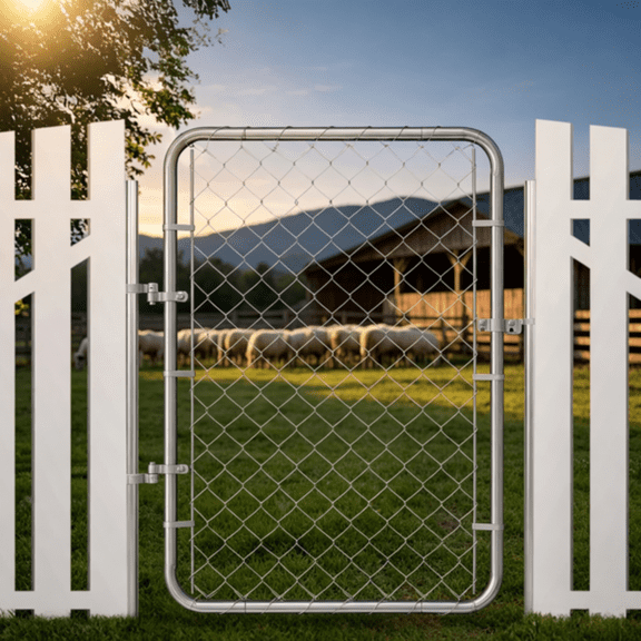 Adjustable Chain Link Fence Gate 32 x 46 in, Fits 2-4 ft (W) x 4 ft (H) Openings, for Garden & Farm, Posts Not Included