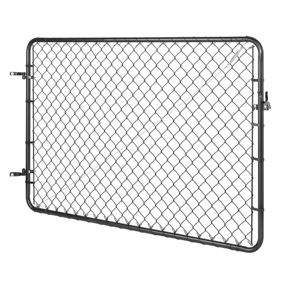 Adjustable Chain Link Fence Gate,7248 Inch, PVC Coated Steel Fence Panel Fits 2.26' Width & 6' Height Openings, Black Farm Garden Security Gate, Posts Not Included