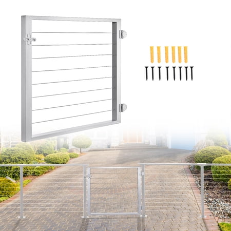 Adjustable Chain Link Gate Kit, Anti-Rust Outdoor Garden Fence, Heavy Duty Pedestrian Walking Gate for Residential, Yard, Entry Way, 36" Wide x 32' High