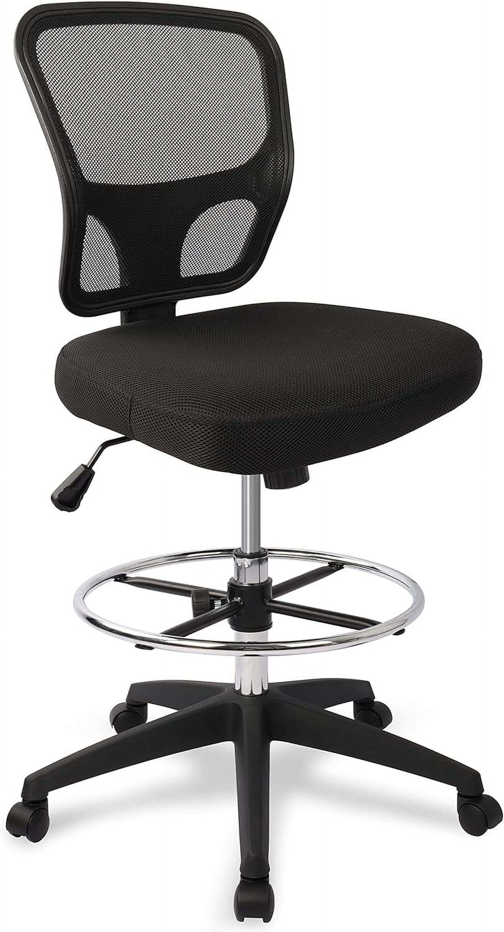 Adjustable Chair for Exam Rooms, Labs, Doctor and Dentist Offices. Easy to Clean! 17"-22" Seat Height NO FOOTRING (Low Desk Height, Black)