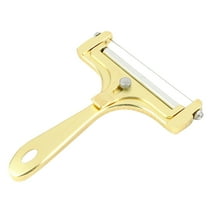 Adjustable Cheese Slicer with Stainless Steel Wire, Ergonomic Cheese Cutter for Hard & Soft Cheese, Portable Handheld Slicing Tool with Replacement Wire, 4.9x4.5 Inch, Yellow