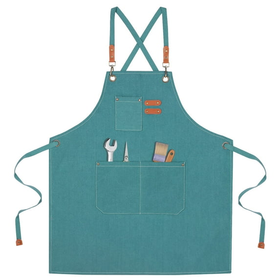Adjustable Chef Apron Cross Back Aprons for Kitchen Cooking Art Painting, Turquoise