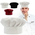 thumbnail image 1 of Adjustable Chef Hat for Adults - Breathable Cotton Kitchen Cooking Cap with Elastic Band, Baker & Restaurant Worker Head Cover for Hair Protection Clearance, 1 of 9