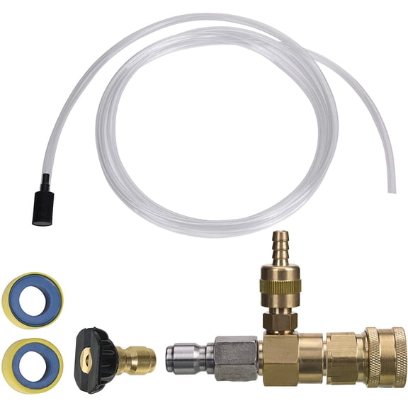 Adjustable Chemical Injector Kit for Pressure Washer, Soap Injector, 3/8 Inch Quick Connector