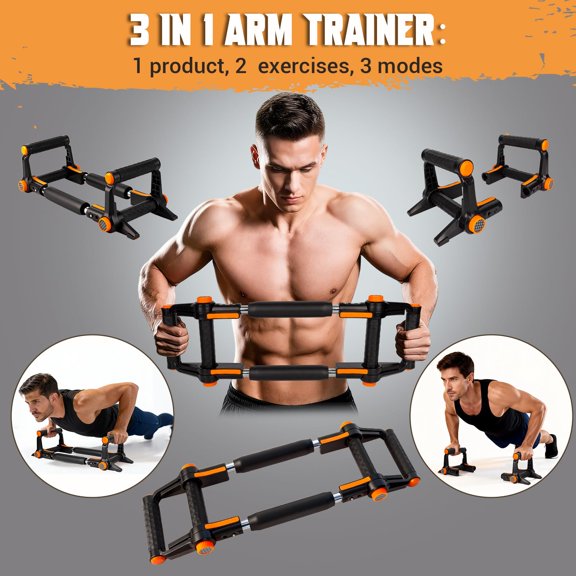Adjustable Chest Arm Trainer 3-in-1 Push Up Bar with Storage Bag and Poster
