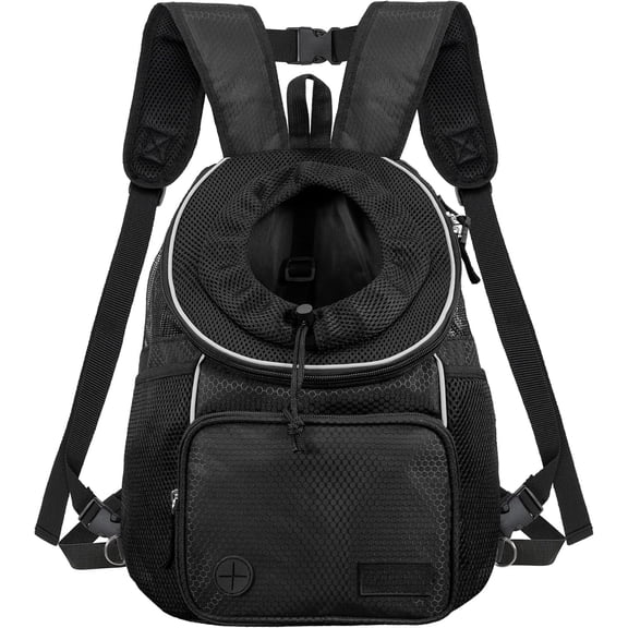 Adjustable  &  Chest Carrier Backpack, Ventilated for Hiking, Camping & Travel, Max 10 lbs, Black