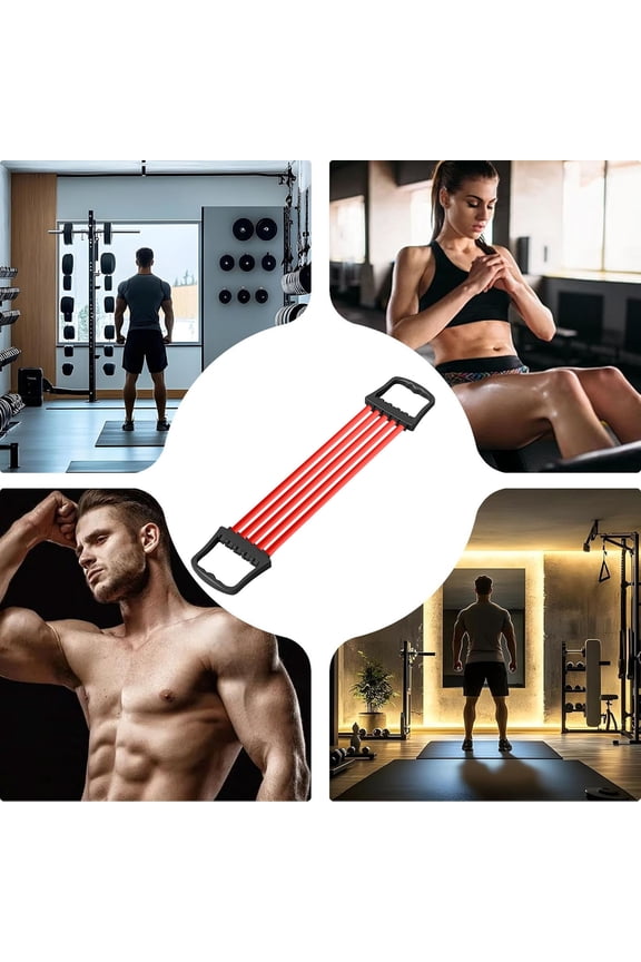 Adjustable Chest Expander with Removable Resistance Tubes for Home Gym Upper Body Strength Training