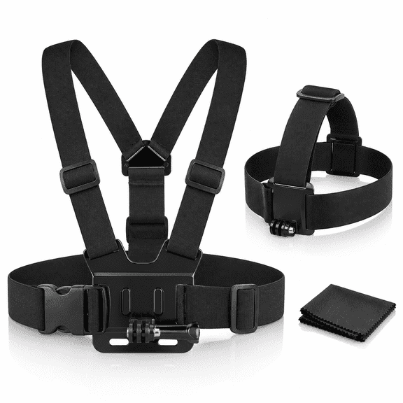 Adjustable Chest Mount Harness and Head Strap Mount for GoPro Hero1,GoPro Hero 2,GoPro Hero3,GoPro Hero3+,GoPro Hero4,Hero4 Session,HERO5 + Microfiber Cloth