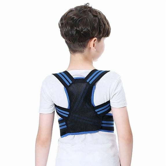 Adjustable Children Posture Corrector Back Support Belt Kid Boy Girl Orthopedic Corset Spine Back Lumbar Shoulder Braces Health (Blue,M)