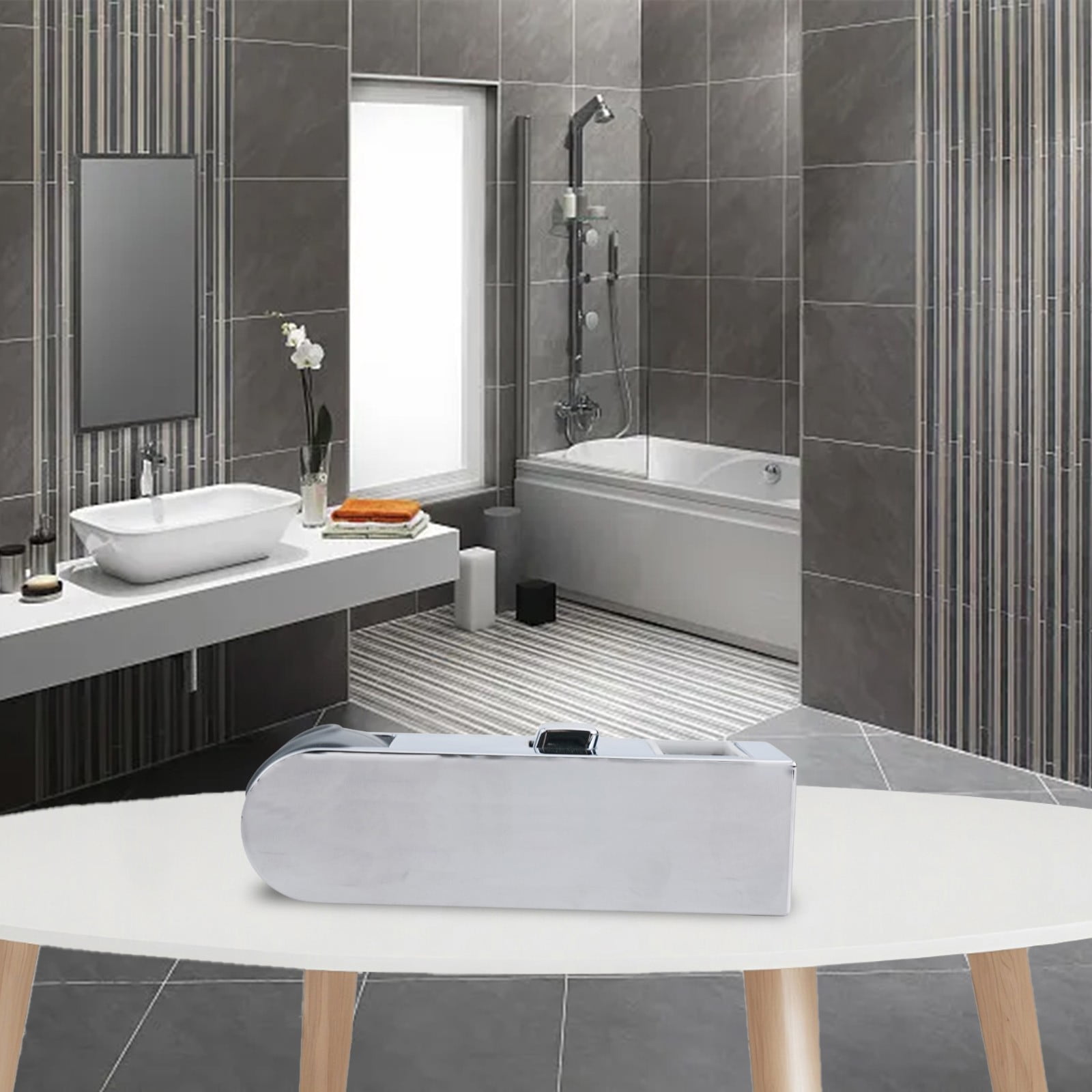 Adjustable Chrome Shower Head Holder for Square Tube Slider Bar