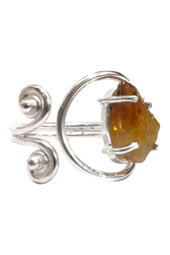 Adjustable Citrine Ring, Rough Citrine Gemstone Ring, November Birthstone, Designer, 925 Sterling Silver, Womens Ring, Christmas, Thanksgiving, Handmade, Statement Jewelry, Rough Gemstone Jewelry